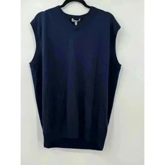 NWT Peter Millar Crown Men's Navy Merino Wool Blend V-Neck Sweater Vest Size L - Picture 1 of 6